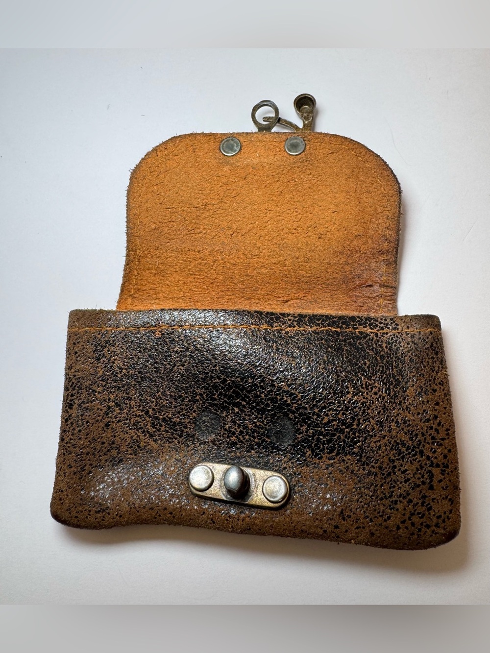Vintage Distressed Brown Leather Belt Pouch Utility Bag w/ Swing Arm Clasp - Picture 6 of 8
